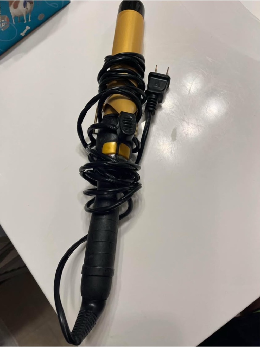 Gold Barrel Curling Iron with Black Handle